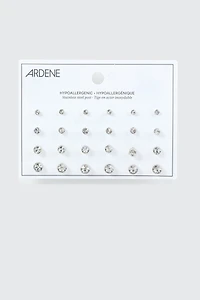 12-Pack Crystal Stud Earrings