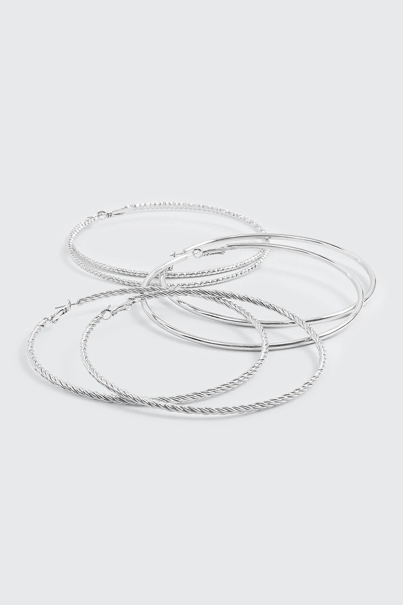 3-Pack Large Hoop Earrings