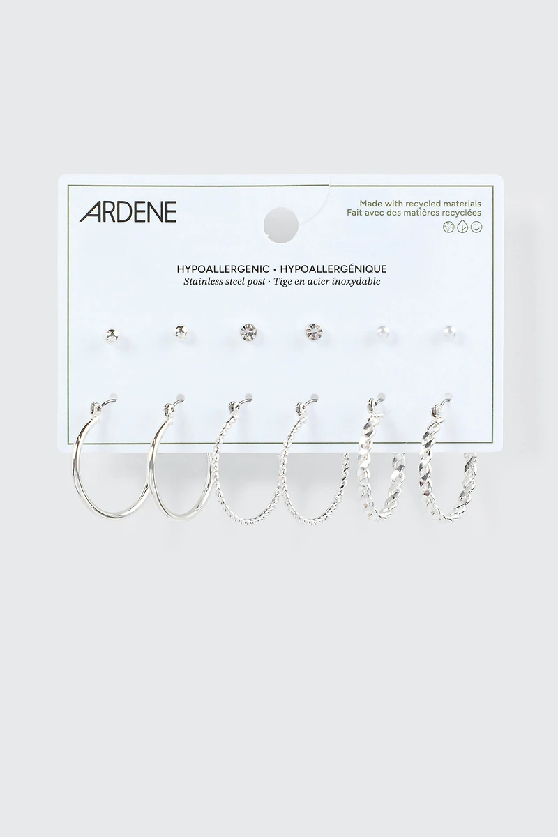 6-Pack Twisted Hoop & Stud Earrings