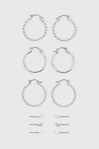 6-Pack Twisted Hoop & Stud Earrings