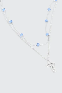 Collier deux rangs à croix et billes