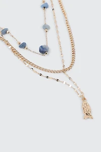 Fish Pendant Three-Row Necklace