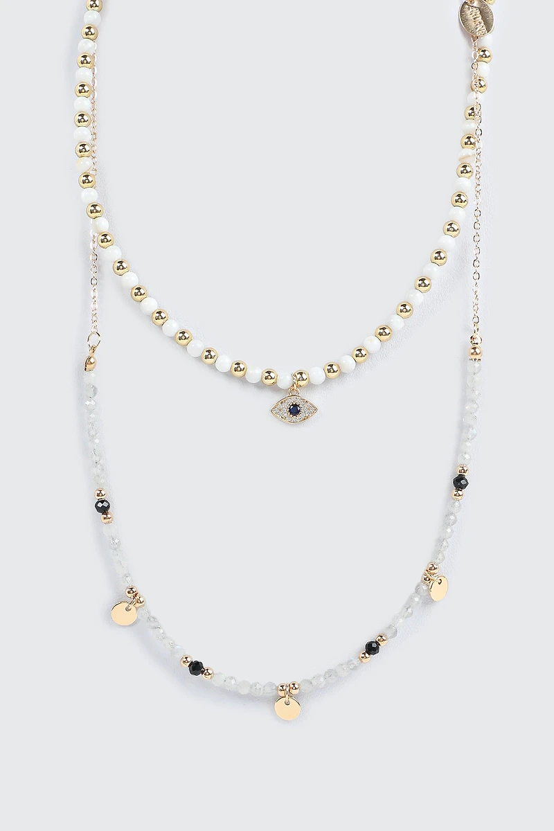 Two-Row Necklace with Eye Pendant