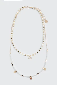 Two-Row Necklace with Eye Pendant