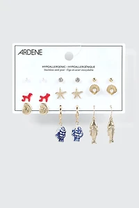 9-Pack Ocean Themed Earrings