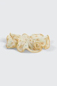 Oversized Pleated Floral Scrunchie