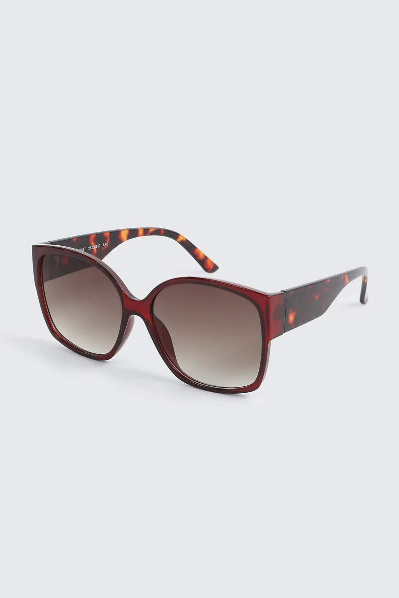 Lunettes de soleil grand format carrées œil de chat