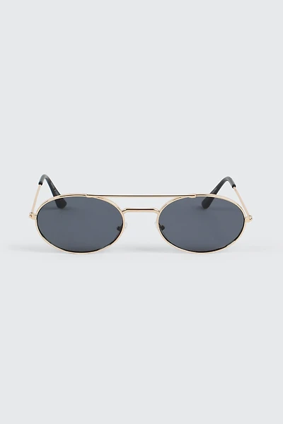 Lunettes de soleil ovales fines en métal