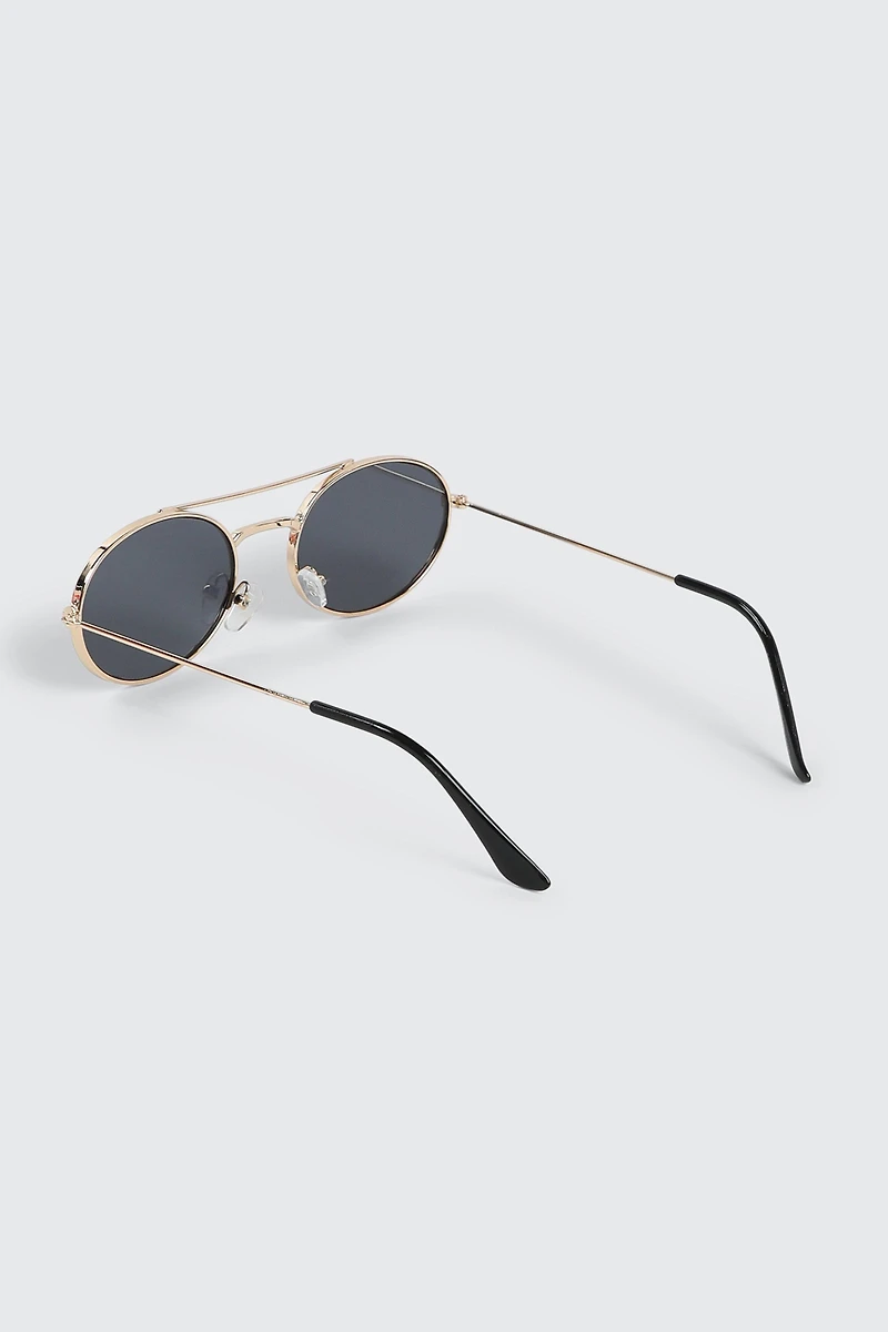 Lunettes de soleil ovales fines en métal