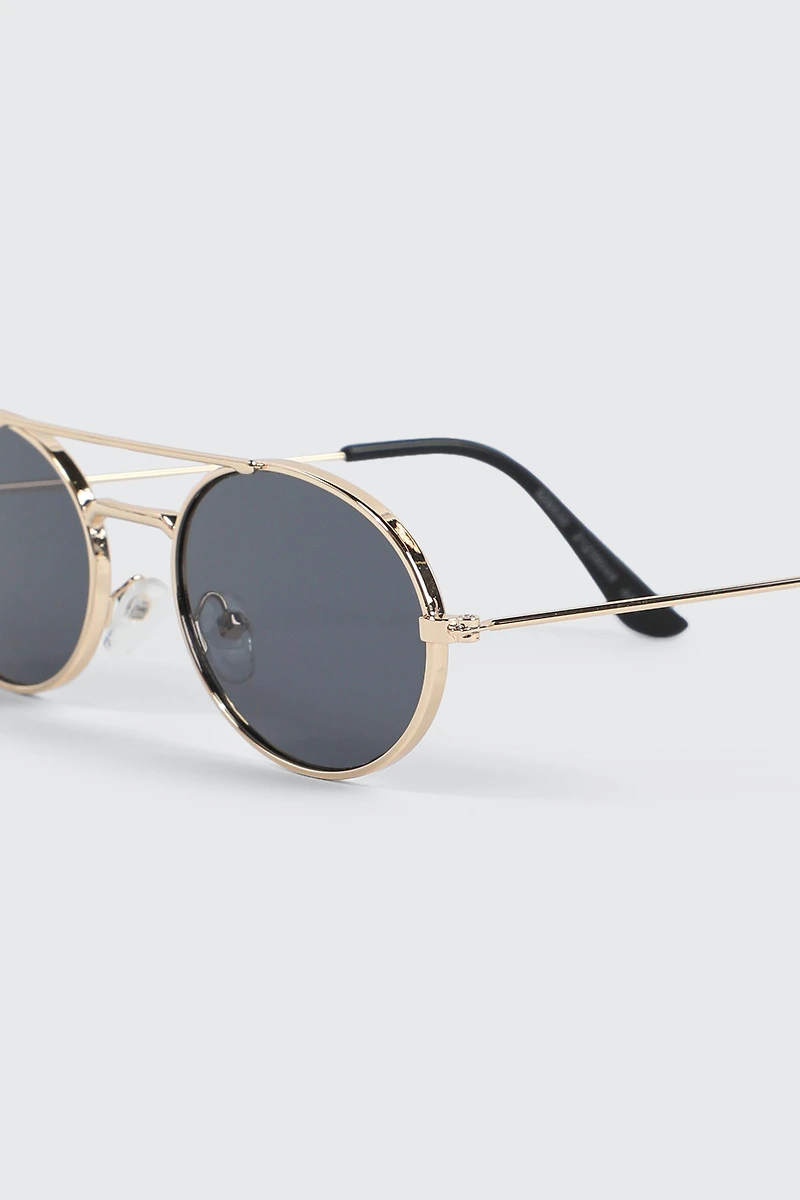 Slim Oval Metal Sunglasses