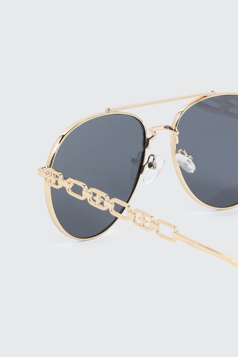 Lunettes de soleil aviateur à maillons