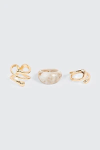 3 Pack Marble Twist Rings