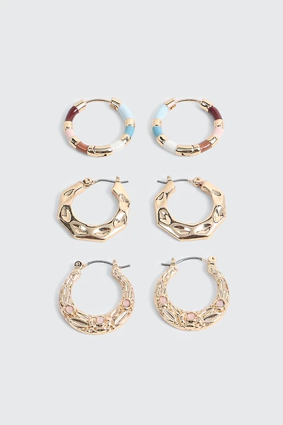3-Pack Mixed Hoop Earring Set