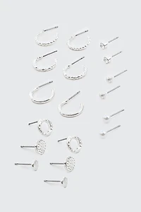 9-Pack Hoop and Stud Earrings