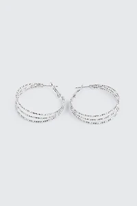 Textured Three-Row Hoop Earrings
