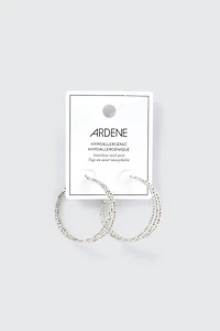 Textured Three-Row Hoop Earrings