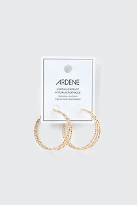 Textured Three-Row Hoop Earrings