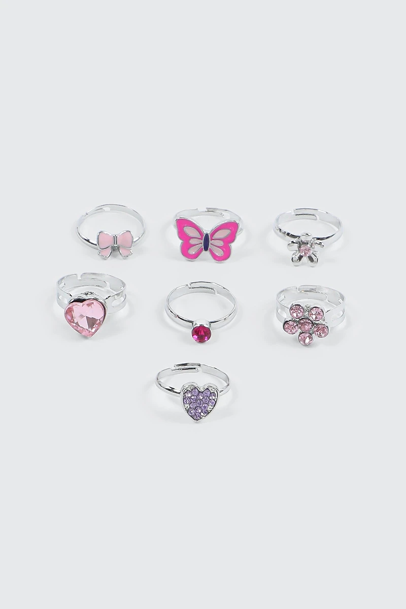 Crown Charm Ring Set