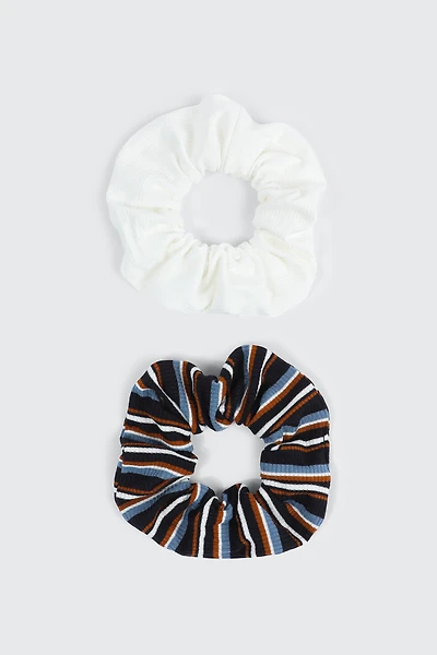 2-Pack Striped & Solid Scrunchies