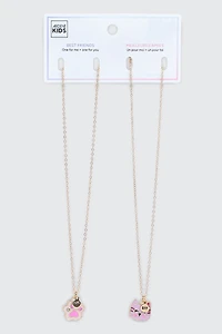 2-Pack Cat Face & Paw BFF Necklaces