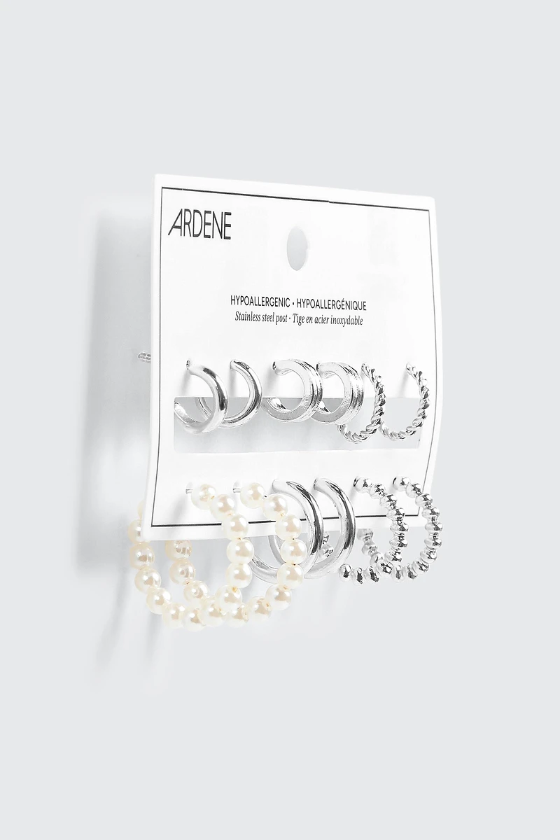 Lot de 6 paires d'anneaux variés