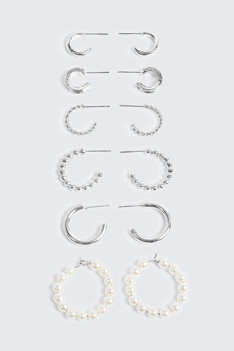 Lot de 6 paires d'anneaux variés