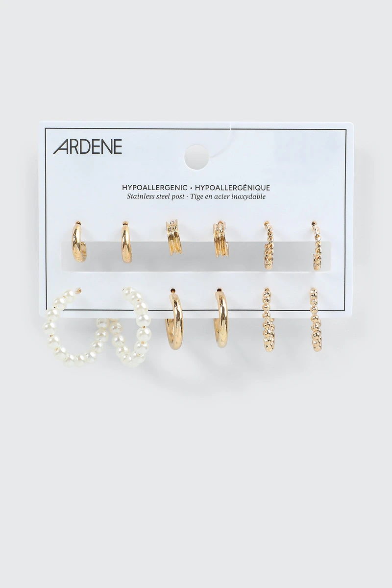 Lot de 6 paires d'anneaux variés