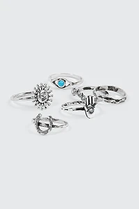 6-Pack Antique Silver Rings