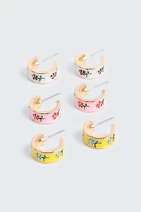 3-Pack Floral Mini Hoops