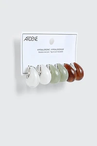 3-Pack Acrylic Hoop Earrings