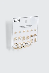 9-Pack Crystal & Hoop Earrings