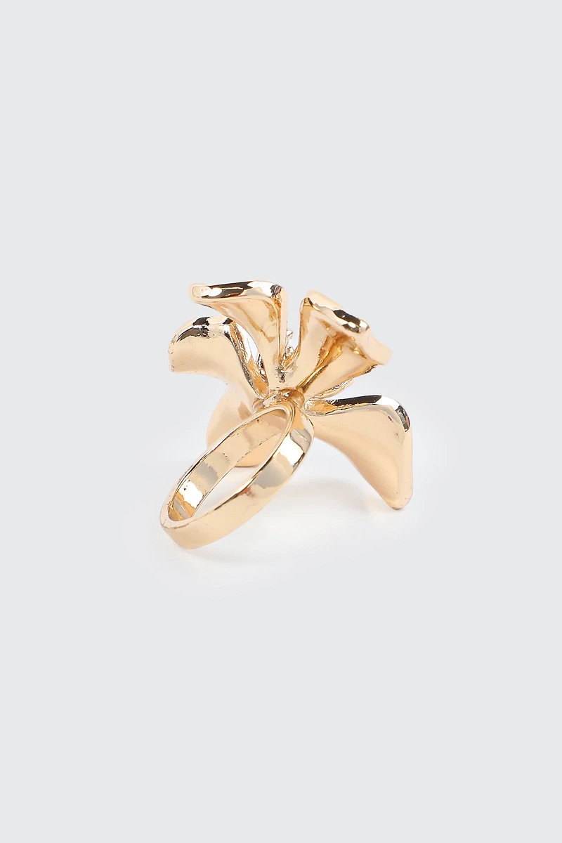 Bague hibiscus ornée