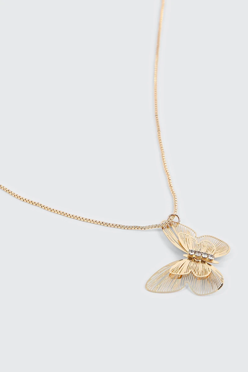 Collier papillon doré
