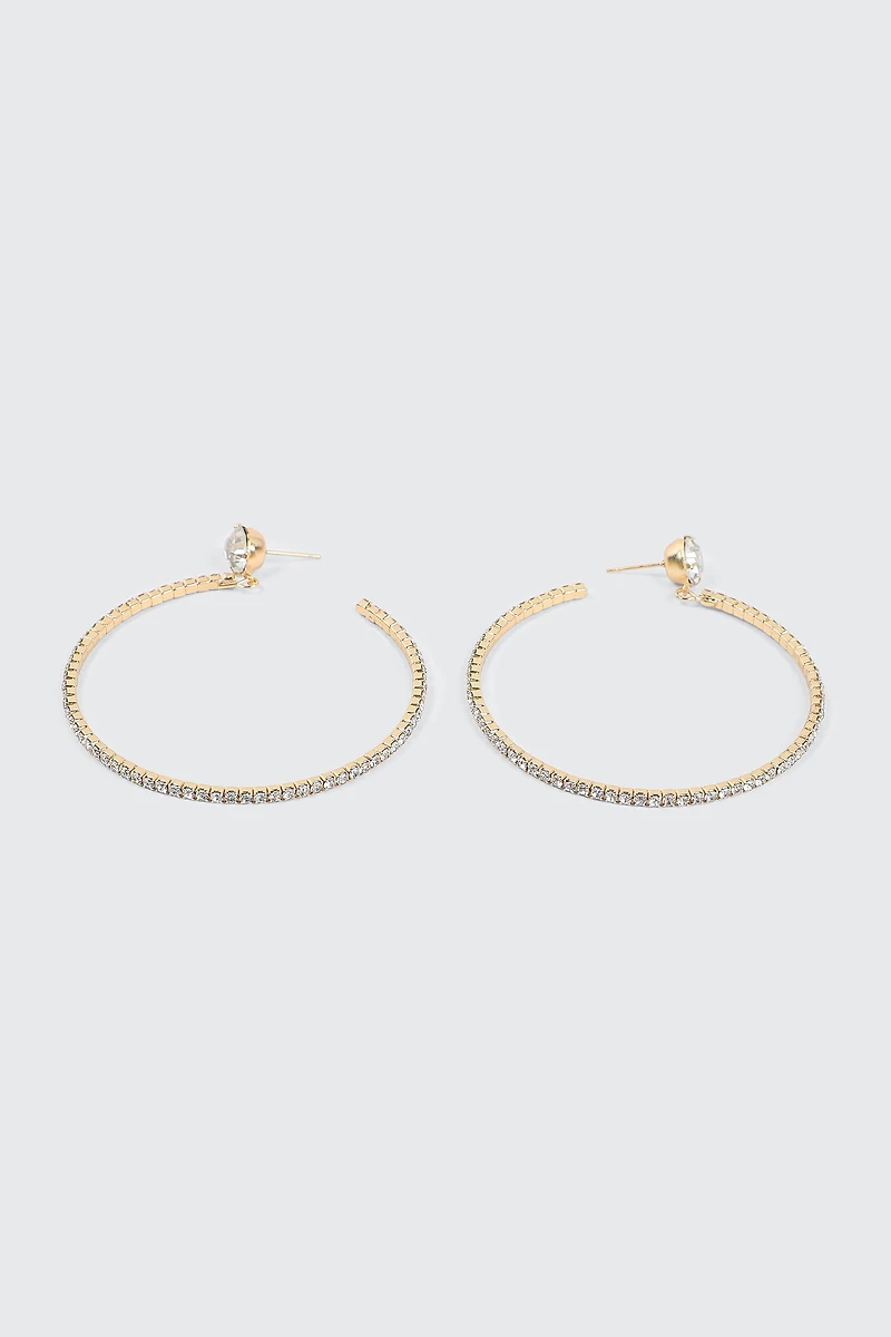 Large Rhinestone Hoop Earrings