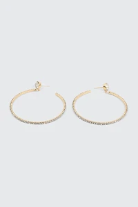 Large Rhinestone Hoop Earrings
