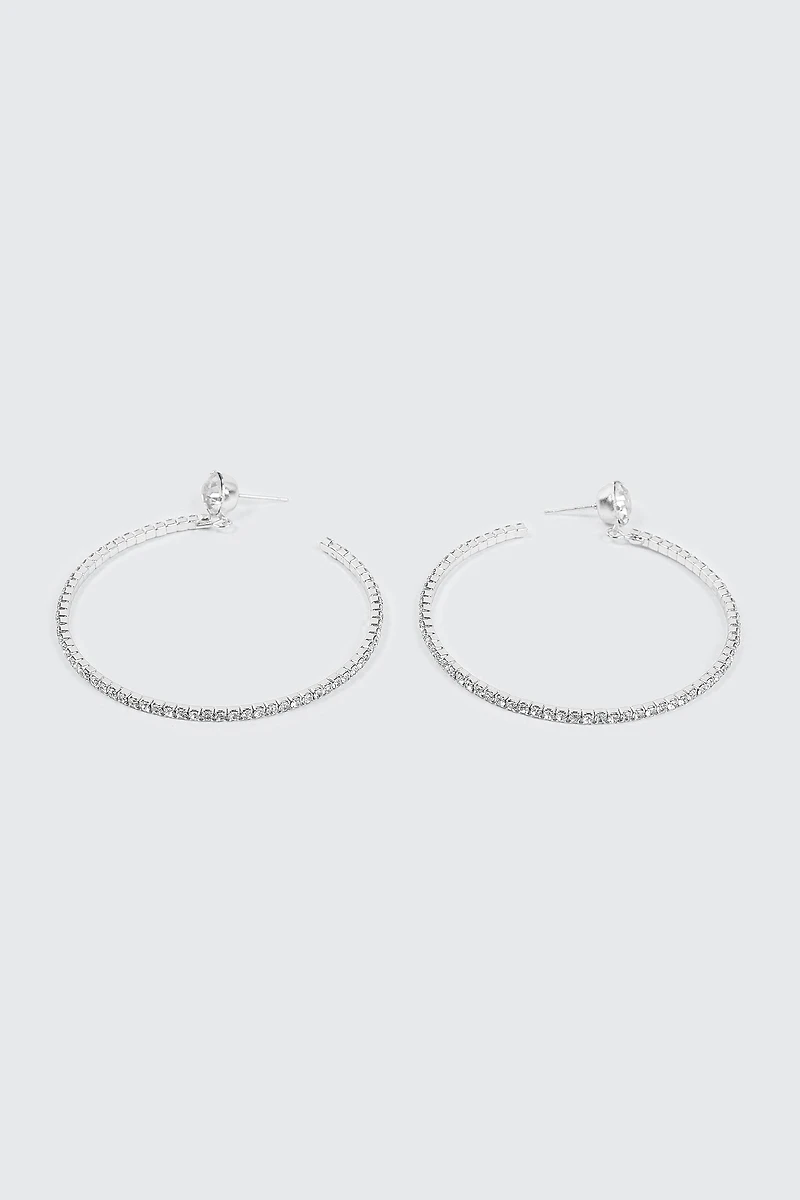 Large Rhinestone Hoop Earrings