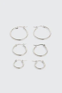 3-Pack Stainless Steel Hoop Earrings
