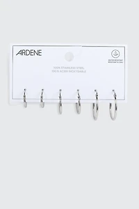 3 paires d'anneaux en acier inoxydable