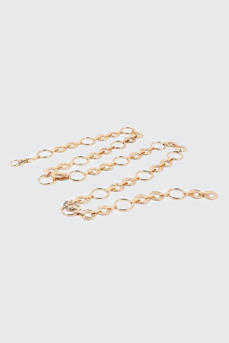 Hammered Round Link Chain Belt