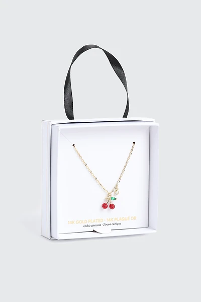 Collier cerise plaqué or 14K