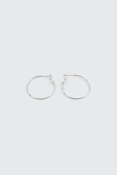 14K White Gold Plated Hoop Earrings