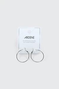14K White Gold Plated Hoop Earrings