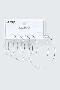 3-pack 14K White Gold Plated Hoop Earrings