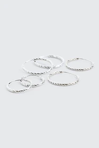 3-Pack 14K White Gold Plated Hoop Earrings
