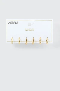 3-Pack 14K Plated Hoop Earrings