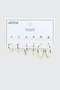 6-Pack 14K Gold Plated Hoop & Stud Earrings
