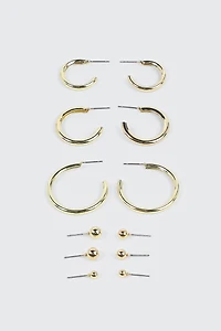 6-Pack 14K Gold Plated Hoop & Stud Earrings