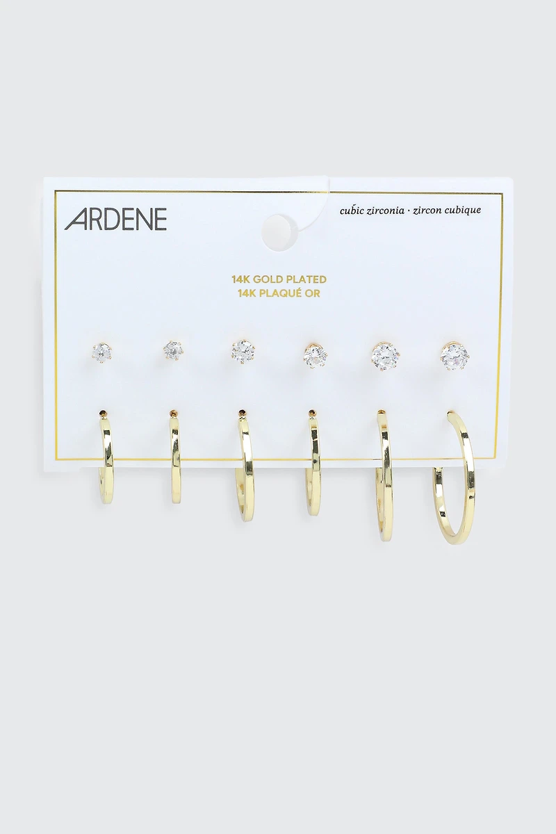 6-Pack 14K Gold Plated Earrings