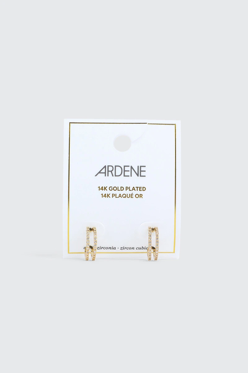 14K Gold Plated Two-Row Hoop Earrings