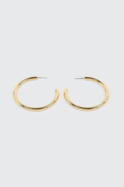 14K Gold Plated Chunky Tube Hoop Earrings